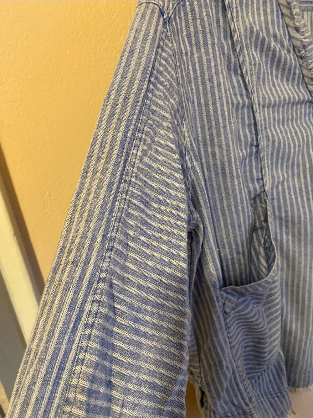 Bluevelvet Mineral Washed Railroad Striped Boho Tunic Henley Shirt Large - Picture 7 of 10